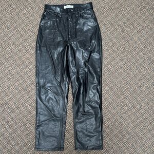 A&F Straight Ultra High Rise Faux Leather Pants